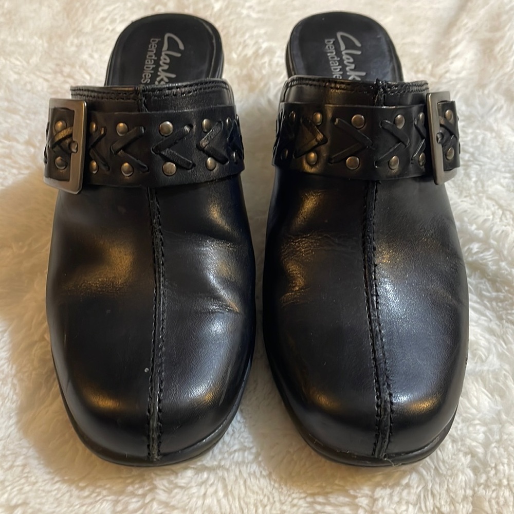Clarks Black Heeled Buckle Shoes